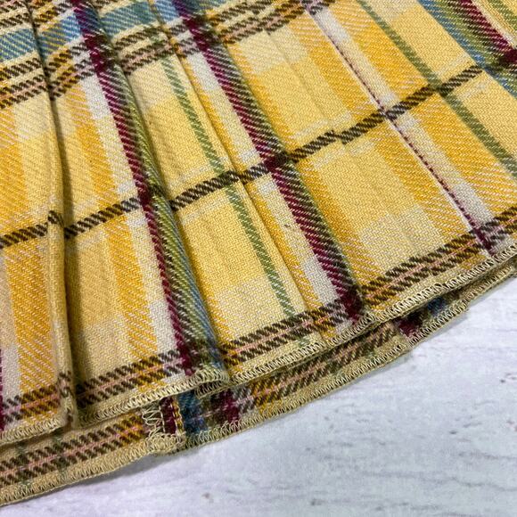 Vintage Abercrombie & Fitch Yellow Plaid Pleated Mini Skirt SIZE 6 Y2K Clueless - Picture 10 of 14